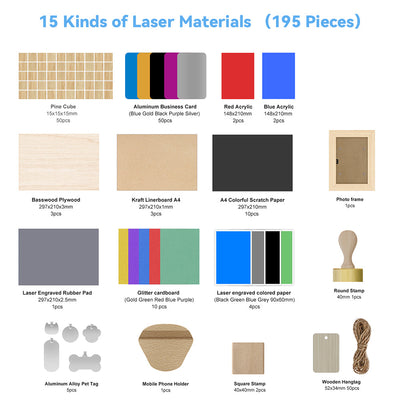 paquete de material láser iKier (195 PCS)