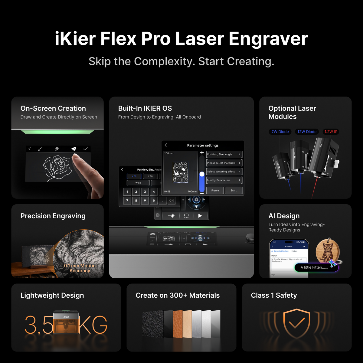 iKier Flex Pro 7W/12W Enclosed Laser  Engraver