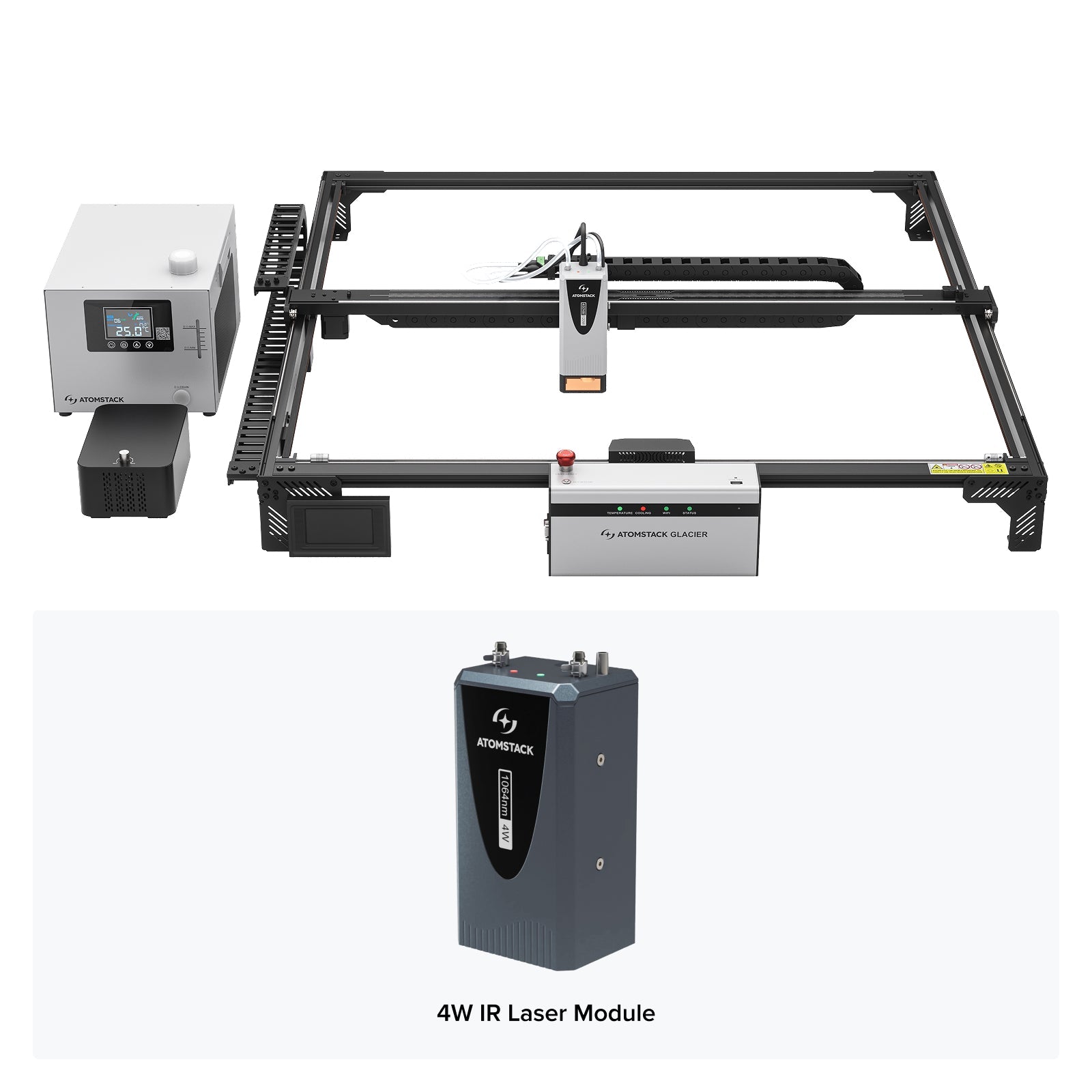 Grabador láser de diodo refrigerado por agua AtomStack Glacier 120W/90W