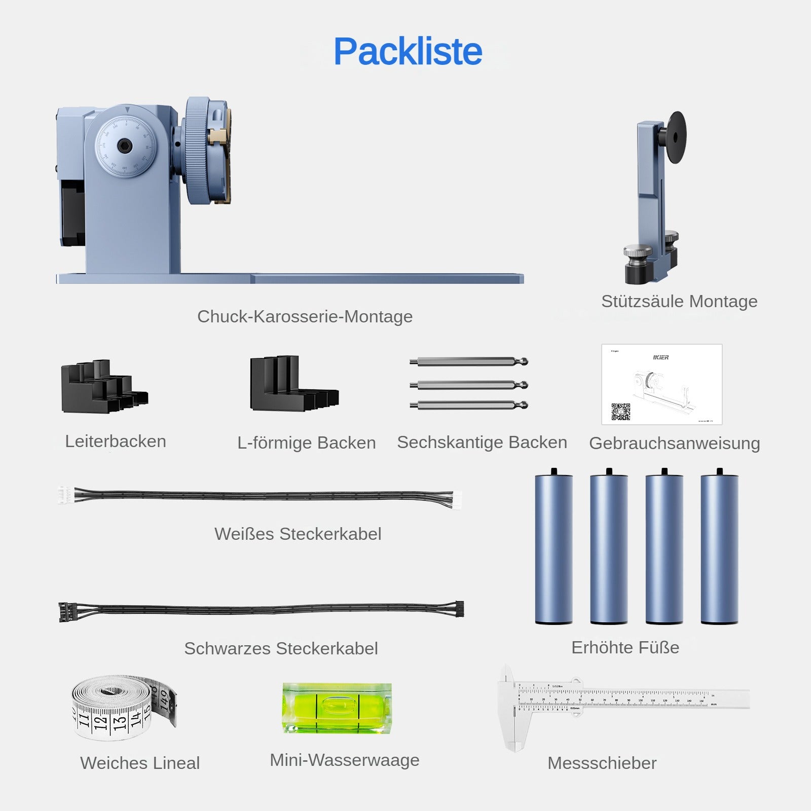 iKier R1 Pro Multifunción futter y Drehwalze para grabador láser
