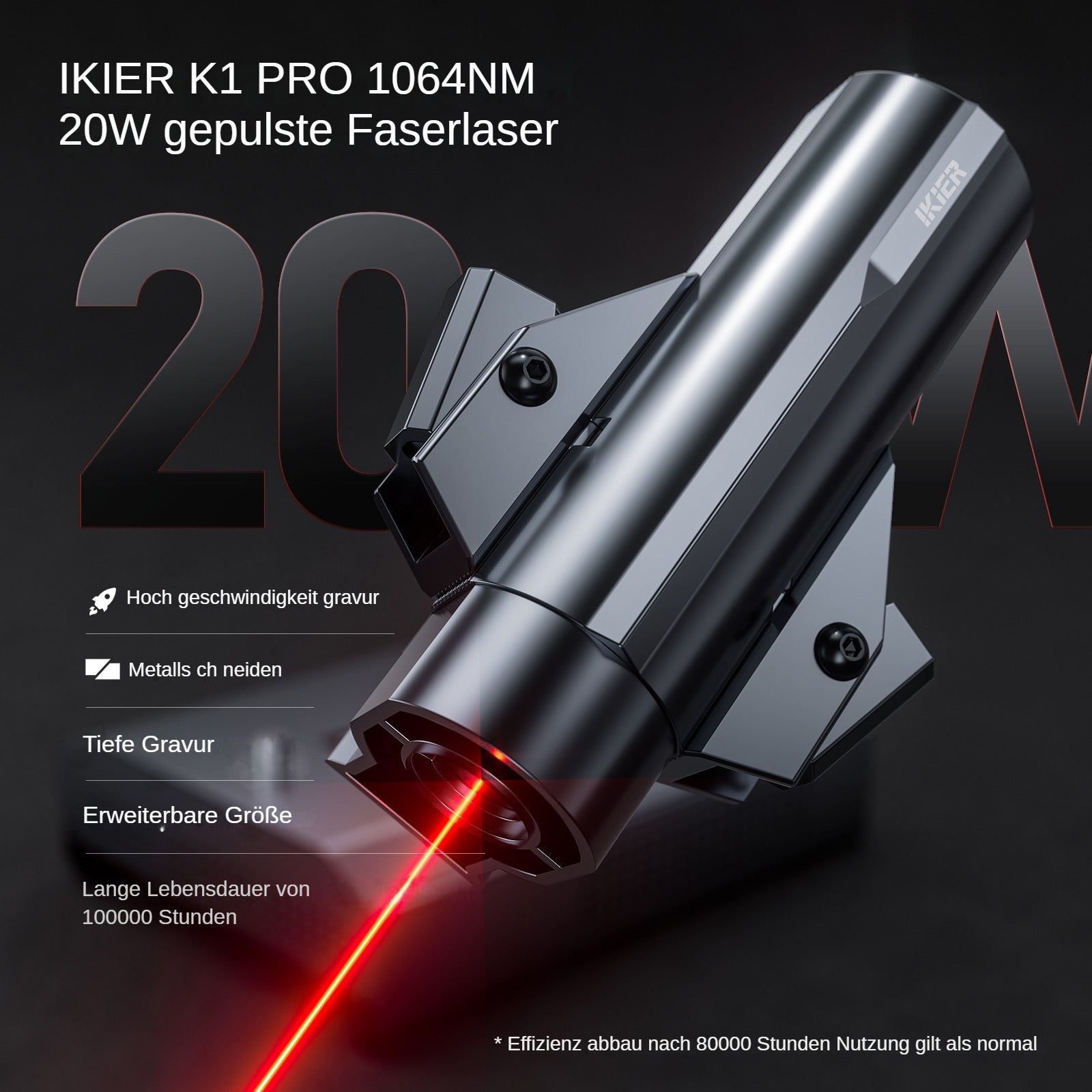 grabador láser de fibra iKier K1 Pro 1064nm 20W
