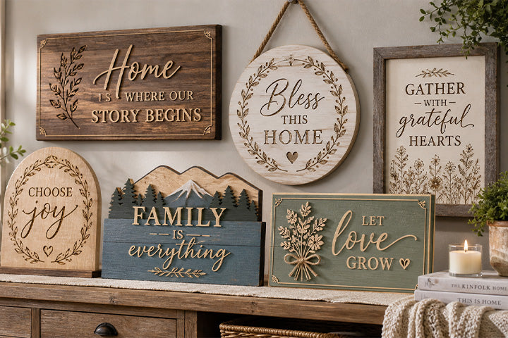 Wooden signs with meaningful messages